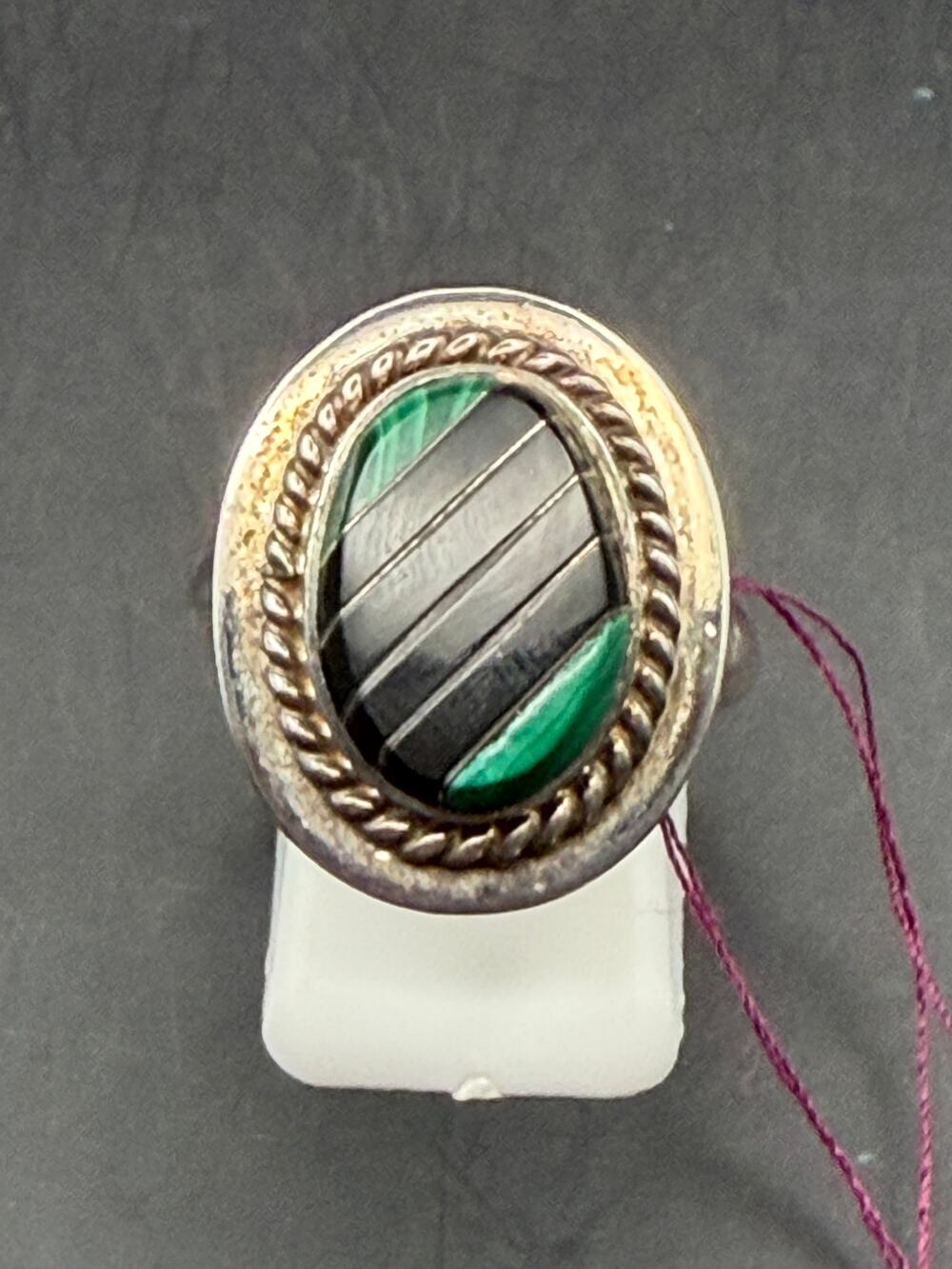 Vintage "New" Sterling Silver Mexico Stone Inlay Ring Size 7